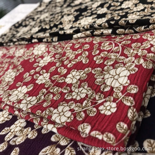 Small Flower Design Rayon Crepe Screen Print Fabric